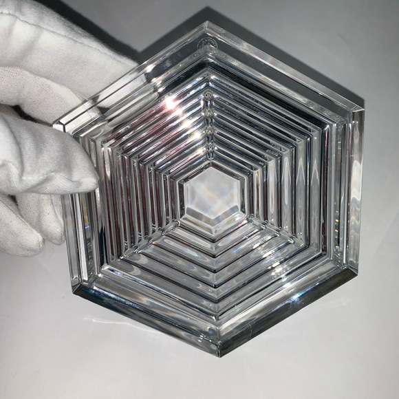 BACCARAT lead crystal 6 point WINE BOTTLE COASTER - Picture 4 of 12